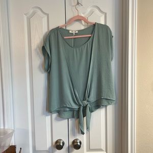 She + Sky tie front blouse, color:mint blue, size: small